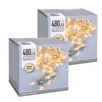 Kerstverlichting - 2x - 36 meter - transparant - warm wit - 480 lampjes