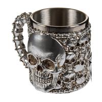 Mok doodskoppen - zilver - RVS - 16 cm - schedel - halloween