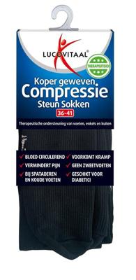 Lucovitaal Koper compressie steunsok maat 36-41 zwart
