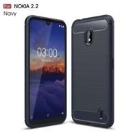 Geborsteld textuur koolstofvezel TPU Case voor Nokia 2.2 (marineblauw)