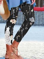 Lace Tight Floral Casual Leggings - thumbnail