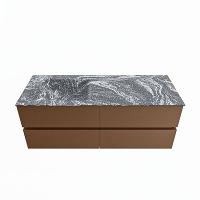 MONDIAZ VICA-DLUX 130cm badmeubel onderkast Rust 4 lades. Inbouw wastafel CLOUD links zonder kraangat, kleur Lava.