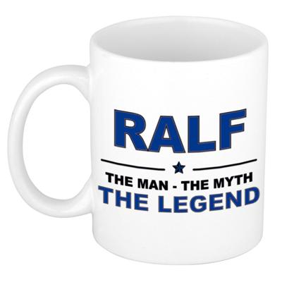 Ralf cadeau mok - man myth legend - naam koffiemok / beker - wit en blauw - 300 ml Ralf cadeau mok - man myth legend - naam koffiemok / beker - wit en blauw - 300 ml