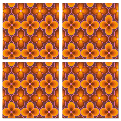 Bloem retro groovy patroon retro onderzetters