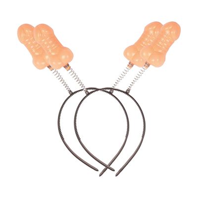 Diadeem/tiara met piemels - 2x - plastic - 15 x 25 cm - bewegende piemels