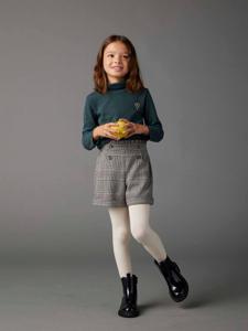 Flanellen meisjesshort met ruitmotief marineblauw, geruit