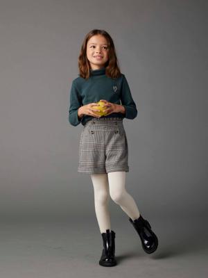 Flanellen meisjesshort met ruitmotief marineblauw, geruit