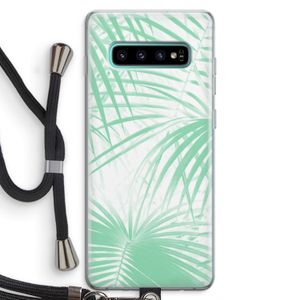 Palmbladeren: Samsung Galaxy S10 Plus Transparant Hoesje met koord