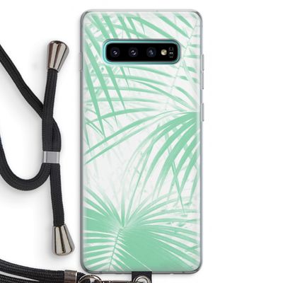 Palmbladeren: Samsung Galaxy S10 Plus Transparant Hoesje met koord
