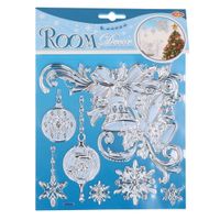 Raamstickers/raamdecoratie - kerst - kerstklokken - sneeuwvlokken - 18x24 cm   -