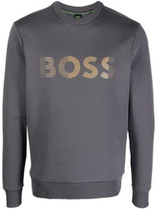 BOSS logo-print long-sleeve sweatshirt - Gris