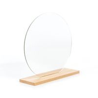 Oliva's - Ronde spiegel - Make-up spiegel - Tafelspiegel op bamboe voet - Ø 20 cm - thumbnail