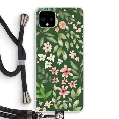 Botanical green sweet flower heaven: Pixel 4 XL Transparant Hoesje met koord