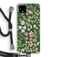 Botanical green sweet flower heaven: Pixel 4 XL Transparant Hoesje met koord