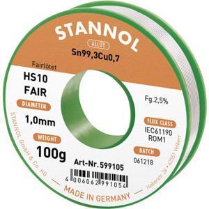 Stannol HS10-Fair Soldeertin Spoel Sn99,3Cu0,7 ROM1 100 g 1 mm