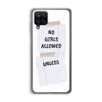 No Girls Allowed Unless: Samsung Galaxy A12 Transparant Hoesje