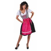 Zwarte Dirndl jurk met roze schort