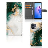 Bookcase voor OPPO Reno8 Marmer Groen - thumbnail