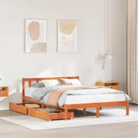 Bedframe zonder matras massief grenenhout wasbruin 135x190 cm