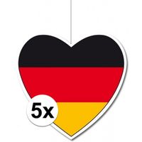 5x Duitsland hangdecoratie harten 14 cm   -