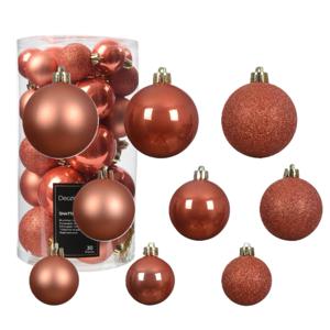 Decoris kerstballen - 30x stuks - 4, 5 en 6 cm - pompoen oranje - kunststof