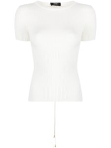 LIU JO lace-up ribbed top - Blanc