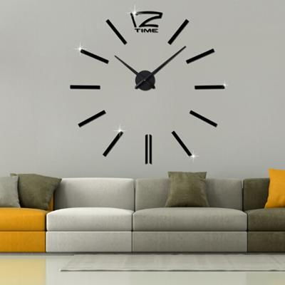 39 inch slaapkamer thuiskantoor decoratie moderne frameless grote DIY 3D spiegel muur sticker Mute klok (zwart)