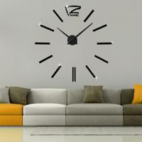 39 inch slaapkamer thuiskantoor decoratie moderne frameless grote DIY 3D spiegel muur sticker Mute klok (zwart)