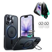 iPhone 17 Bundle Classic Hybrid Magnetic Case (Camera Control, Stash Stand) and Armorite Privacy Screen Protector - Frosted Black