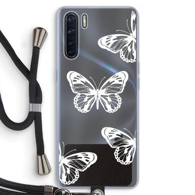 White butterfly: Oppo A91 Transparant Hoesje met koord