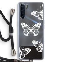White butterfly: Oppo A91 Transparant Hoesje met koord
