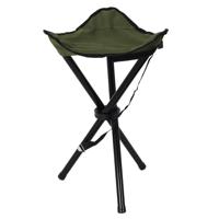 Driepoot opvouwbaar zit krukje - army groen - metaal - 31 x 45 cm - vissers krukje