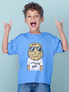 Jongensshirt met leuk dierenmotief azuurblauw