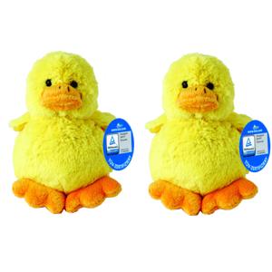MBW Pluche Kuiken - 2x - geel - pluche dieren knuffels - 11 cm - Pasen