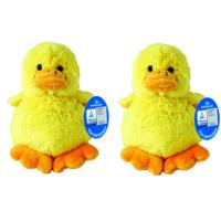 MBW Pluche Kuiken - 2x - geel - pluche dieren knuffels - 11 cm - Pasen