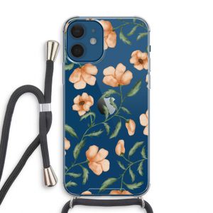 Peachy flowers: iPhone 12 Transparant Hoesje met koord