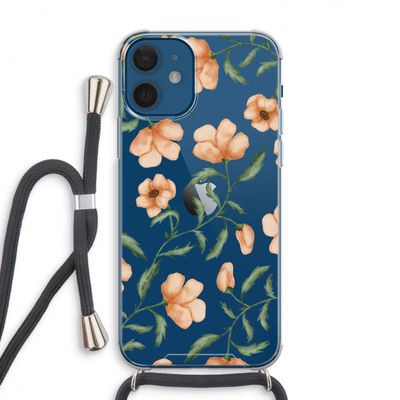 Peachy flowers: iPhone 12 Transparant Hoesje met koord