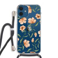 Peachy flowers: iPhone 12 Transparant Hoesje met koord