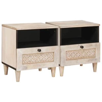 Nachtkastje 2 pcs Beige 40 x 33 x 46 cm massief mangohout
