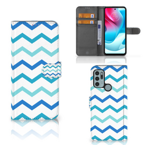 Motorola Moto G60s Telefoon Hoesje Zigzag Blauw