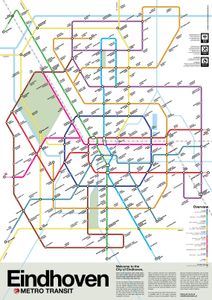 Wandkaart - Stadsplattegrond Eindhoven Metro Transit Map - Metrokaart