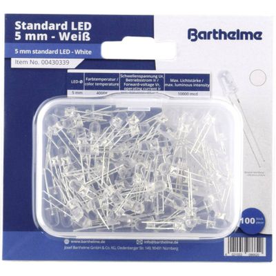 Barthelme LED-assortiment Natuur-wit Rond 5 mm 10000 mcd 30 ° 20 mA 3 V