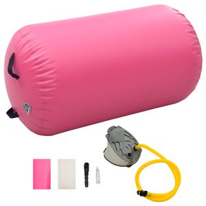 VidaXL Gymnastiekrol met pomp opblaasbaar 100x60 cm pvc roze