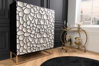 Massief houten dressoir VULCANO 120cm wit zwart mangohout handgemaakt metalen frame goud - 44645 - thumbnail