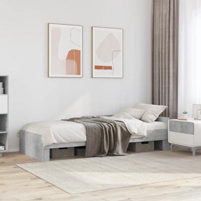 Bedframe bewerkt hout betongrijs 75x190 cm