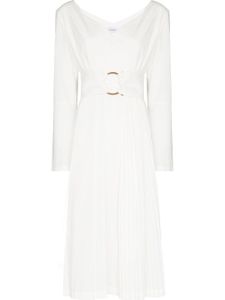 Ferragamo robe portefeuille mi-longue à taille ceinturée - Blanc