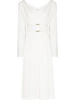 Ferragamo robe portefeuille mi-longue à taille ceinturée - Blanc