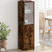 Hoge kast met glazen deur 35x37x142 cm gerookt eikenkleurig Hoge kast met glazen deur 35x37x142 cm gerookt eikenkleurig