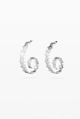 Zilveren spiraal oorbellen met sterren van Zalio - BLACK - U Zilveren spiraal oorbellen met sterren van Zalio - BLACK - U