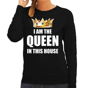 Koningsdag sweater Im the queen in this house zwart voor dames